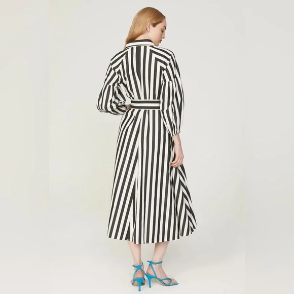 Kate Spade Women’s Terrace Stripe Dress Black White Button Down Poplin Size S - Picture 8 of 9